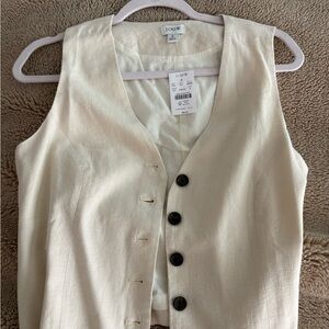 J.Crew Cream Linen Vest